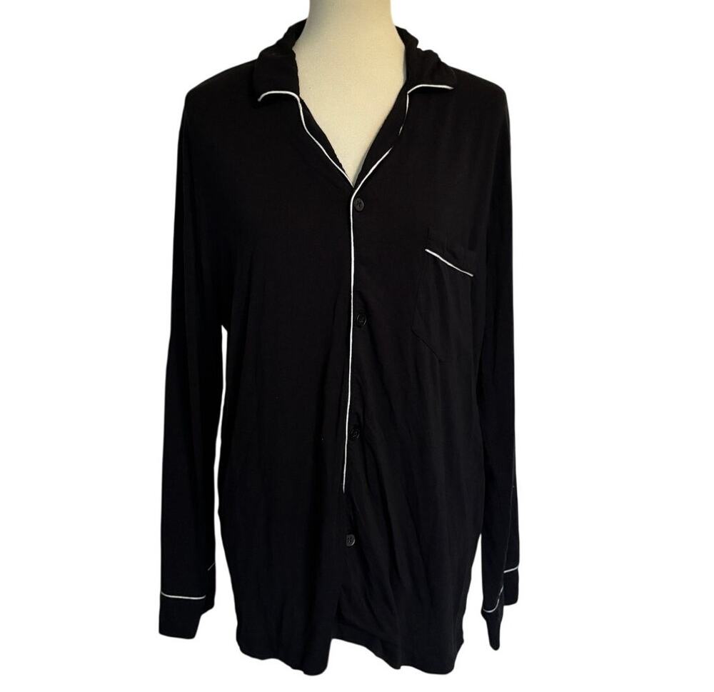 EBERJEY William Long Sleeve Pajama Top - Black - Size Medium